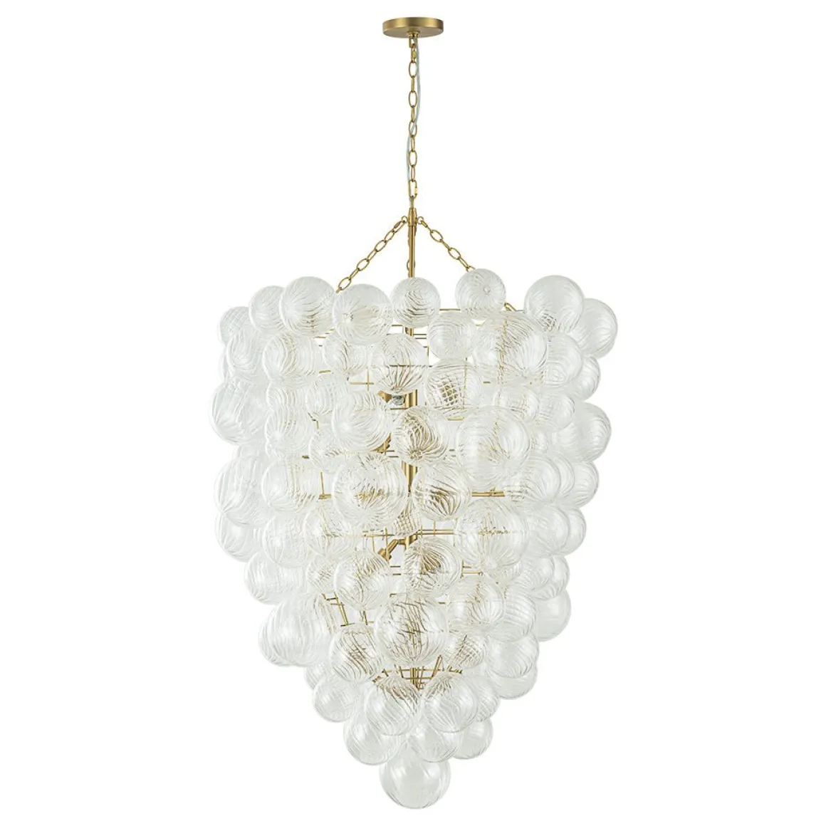 Luxury Cascade Cluster Ribbed Glass Bubble Entry Chandelier