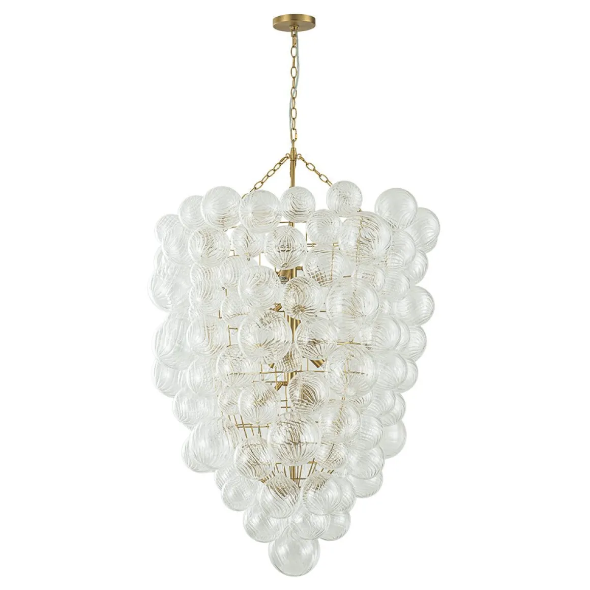 Luxury Cascade Cluster Ribbed Glass Bubble Entry Chandelier