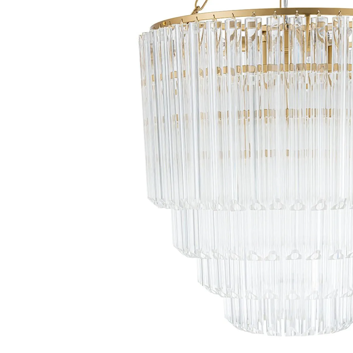 Luxury Cluster Glass Textured Tube Round Tiered Chandelier