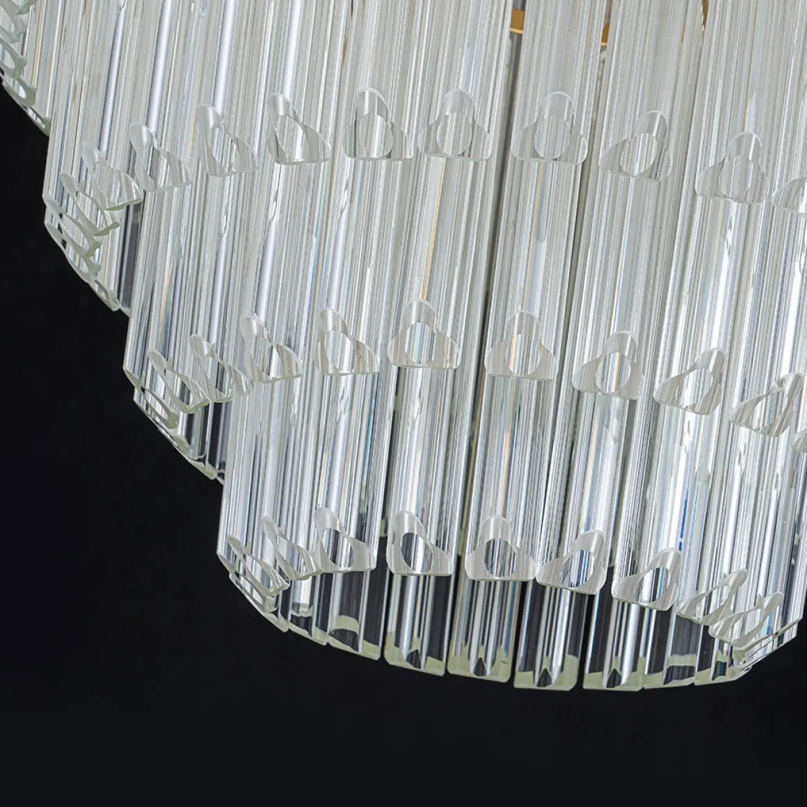 Luxury Cluster Glass Textured Tube Round Tiered Chandelier