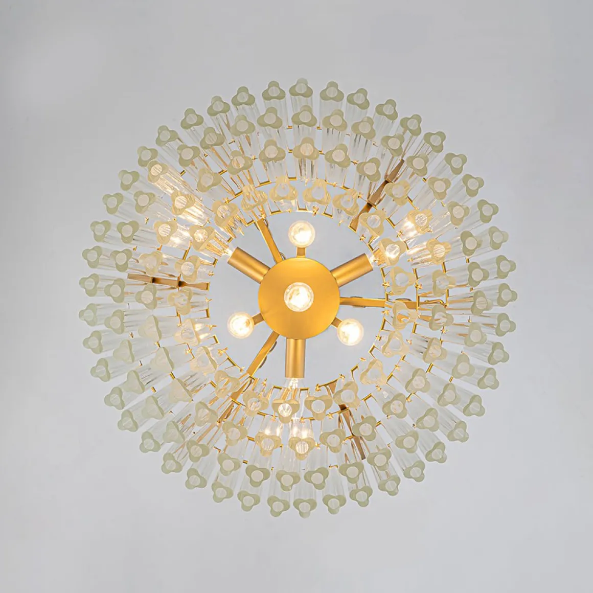 Luxury Cluster Glass Textured Tube Round Tiered Chandelier