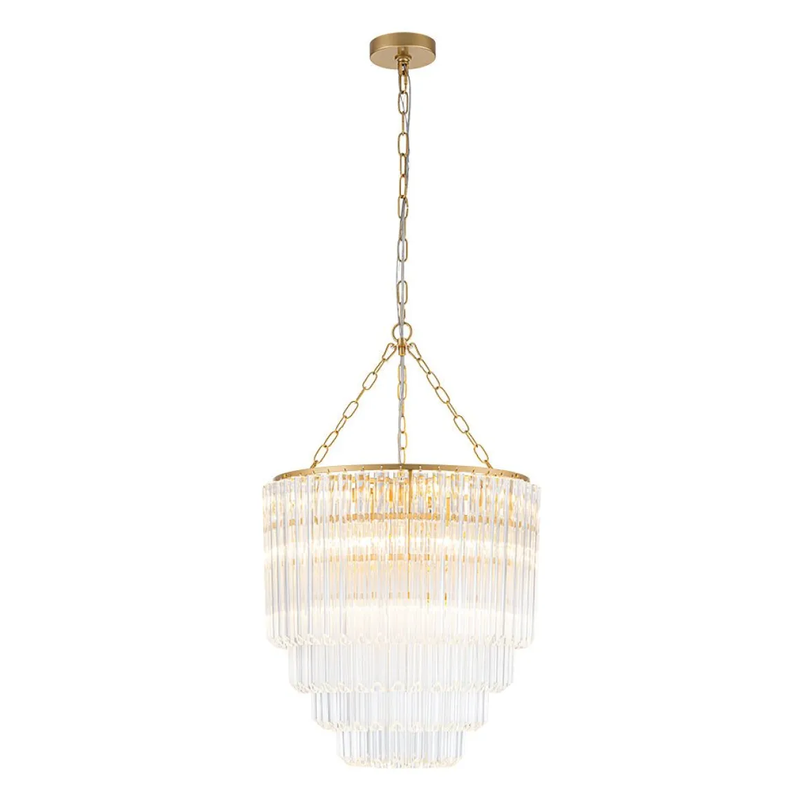Luxury Cluster Glass Textured Tube Round Tiered Chandelier