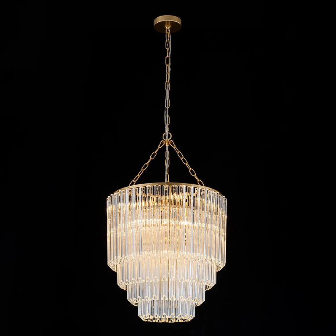 Luxury Cluster Glass Textured Tube Round Tiered Chandelier