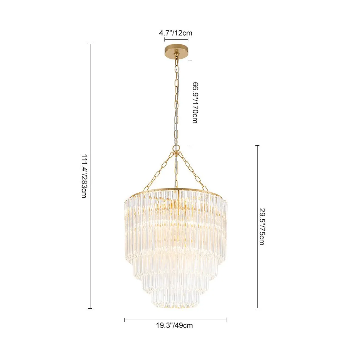 Luxury Cluster Glass Textured Tube Round Tiered Chandelier