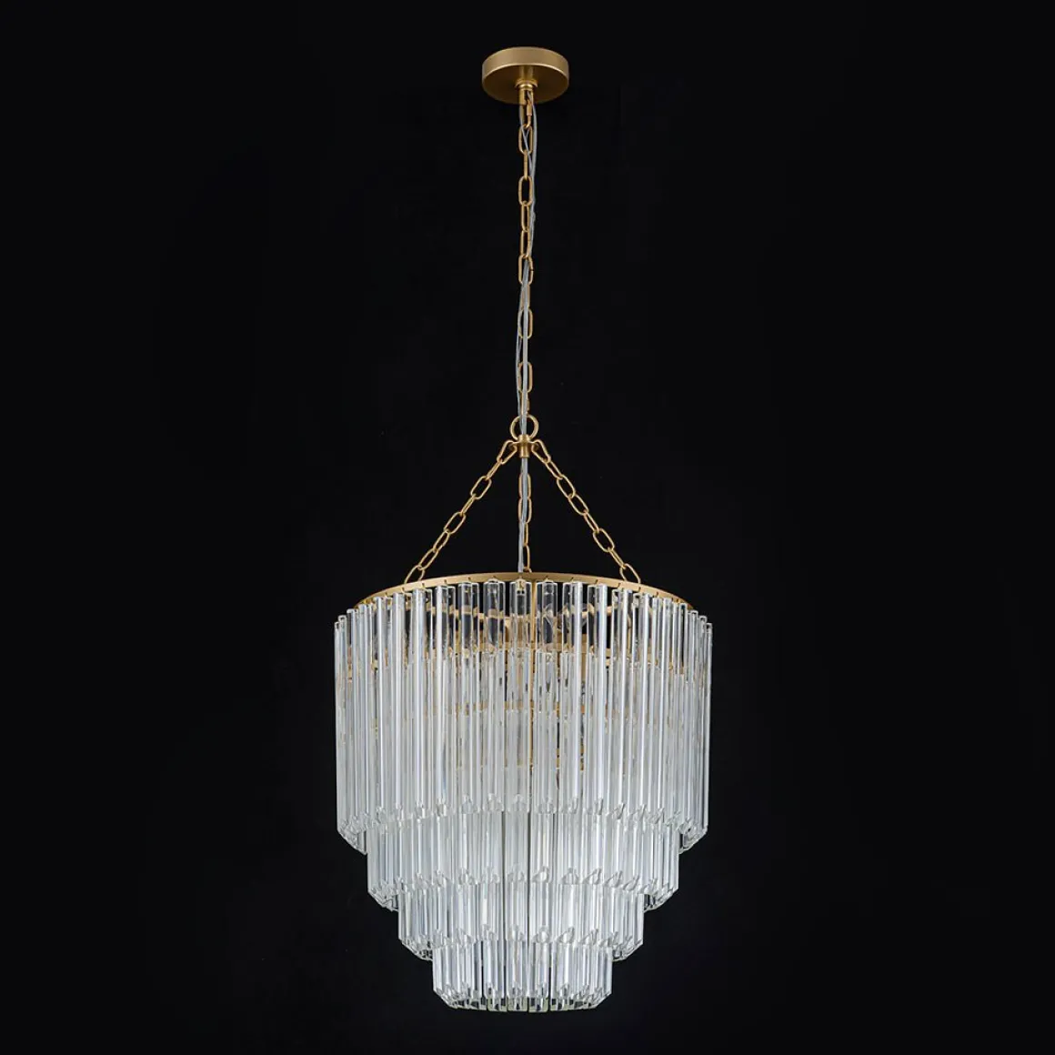 Luxury Cluster Glass Textured Tube Round Tiered Chandelier