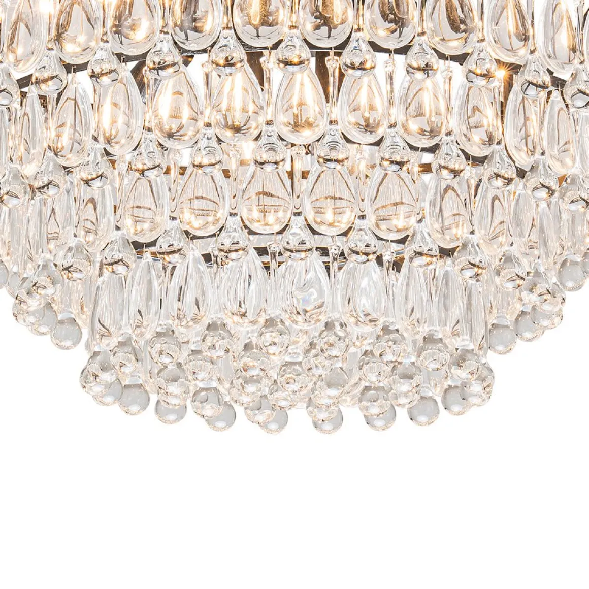 Luxury Glam Tiered Crystal Raindrop Round Chandelier