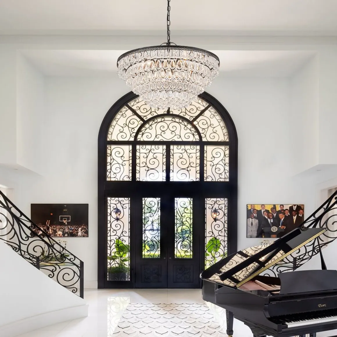 Luxury Glam Tiered Crystal Raindrop Round Chandelier