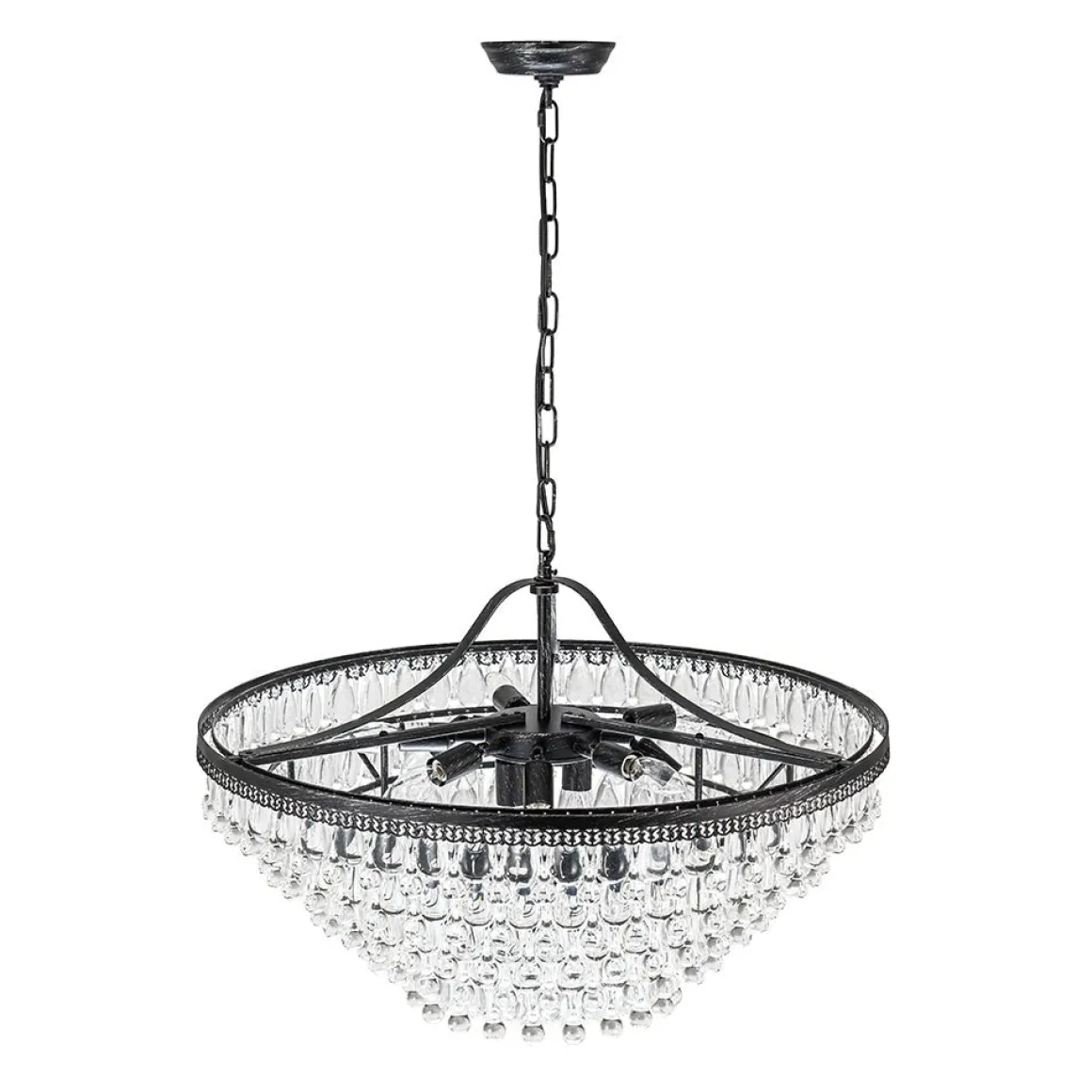 Luxury Glam Tiered Crystal Raindrop Round Chandelier