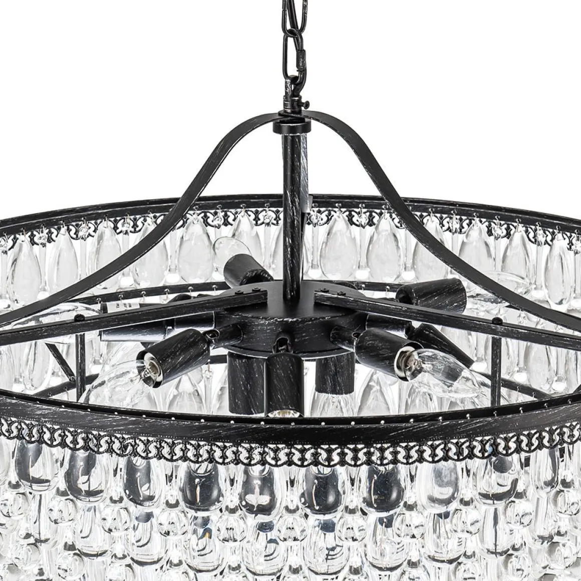 Luxury Glam Tiered Crystal Raindrop Round Chandelier