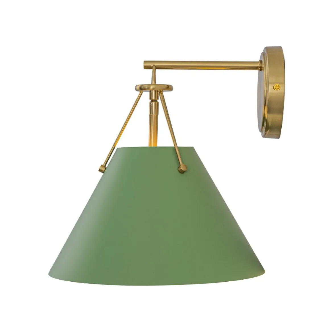 Macaron Brass Green 1-Light Iron Conical Wall Sconce