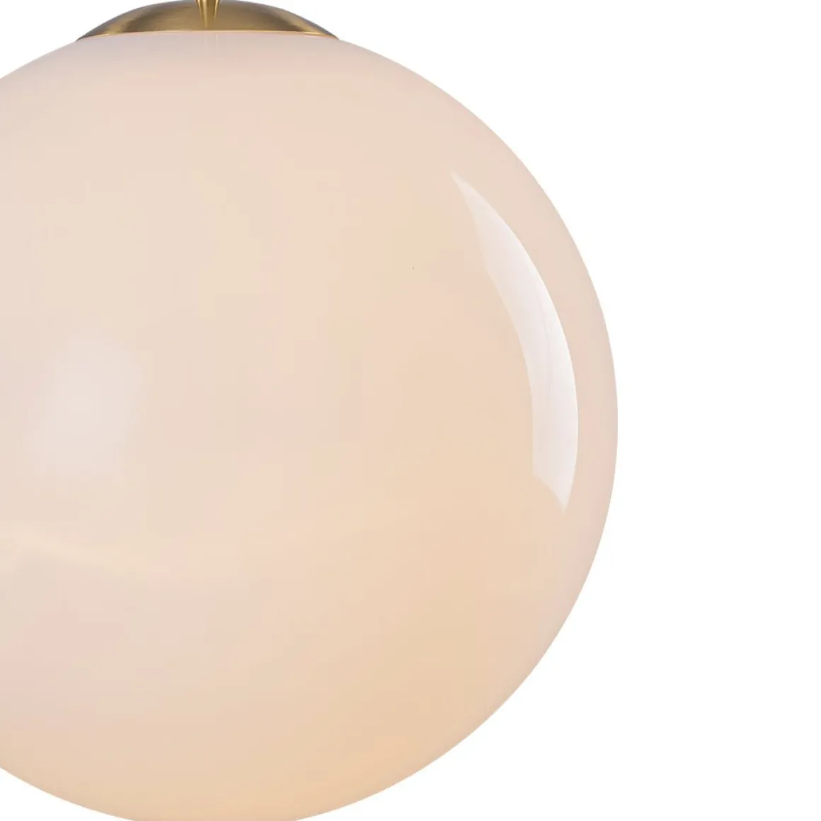 Mid-Century Brass 1-light Shine Opal Glass Globe Pendant