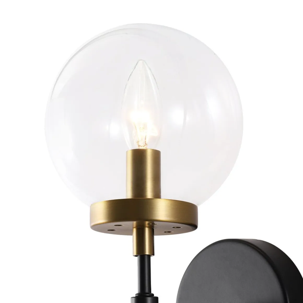 Mid-Century 1-Light Clear Glass Globe Vanity Wall Sconce