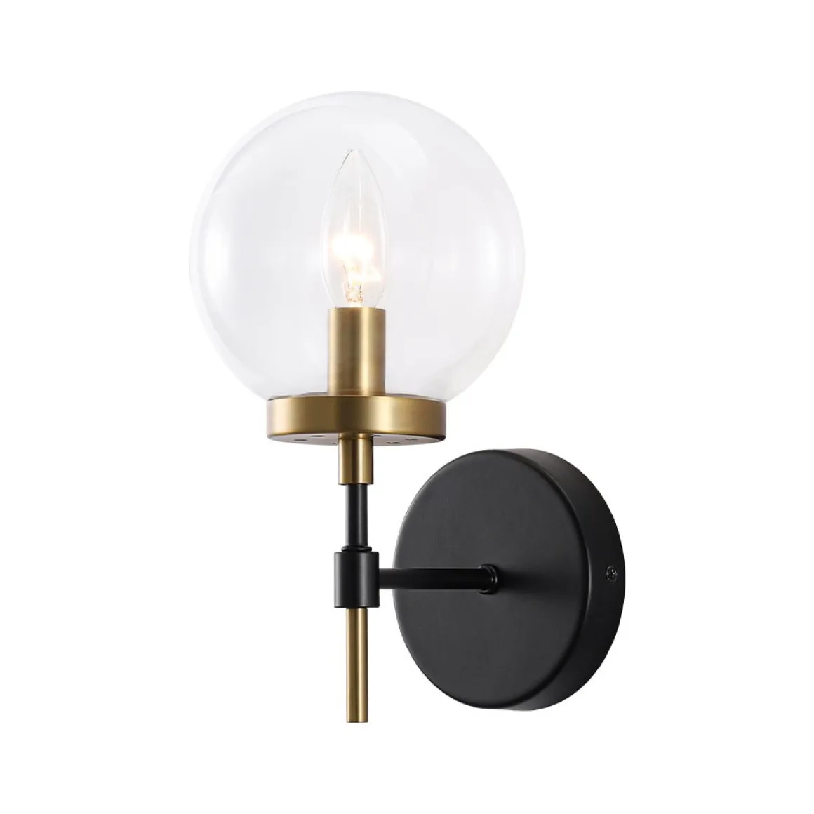 Mid-Century 1-Light Clear Glass Globe Vanity Wall Sconce