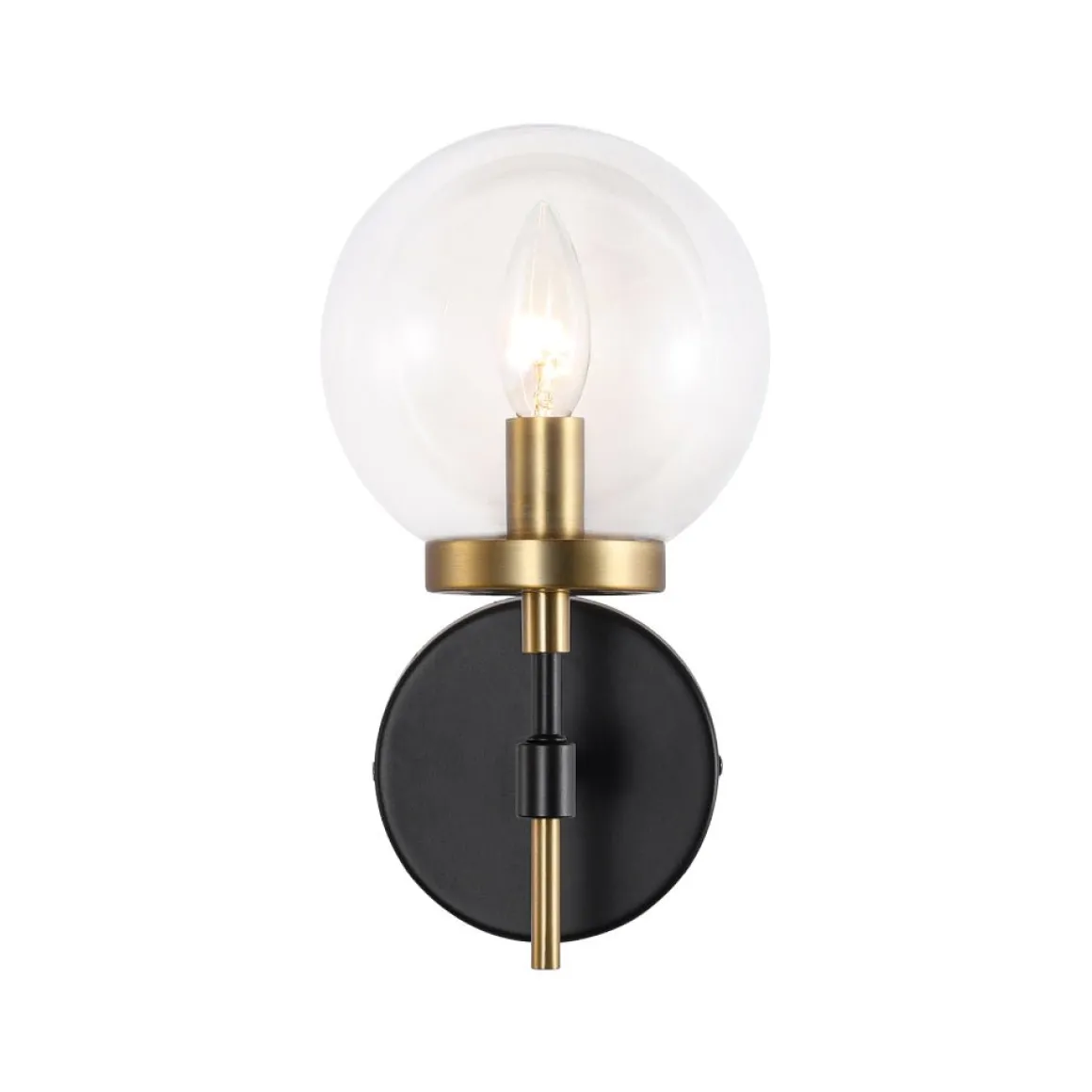 Mid-Century 1-Light Clear Glass Globe Vanity Wall Sconce