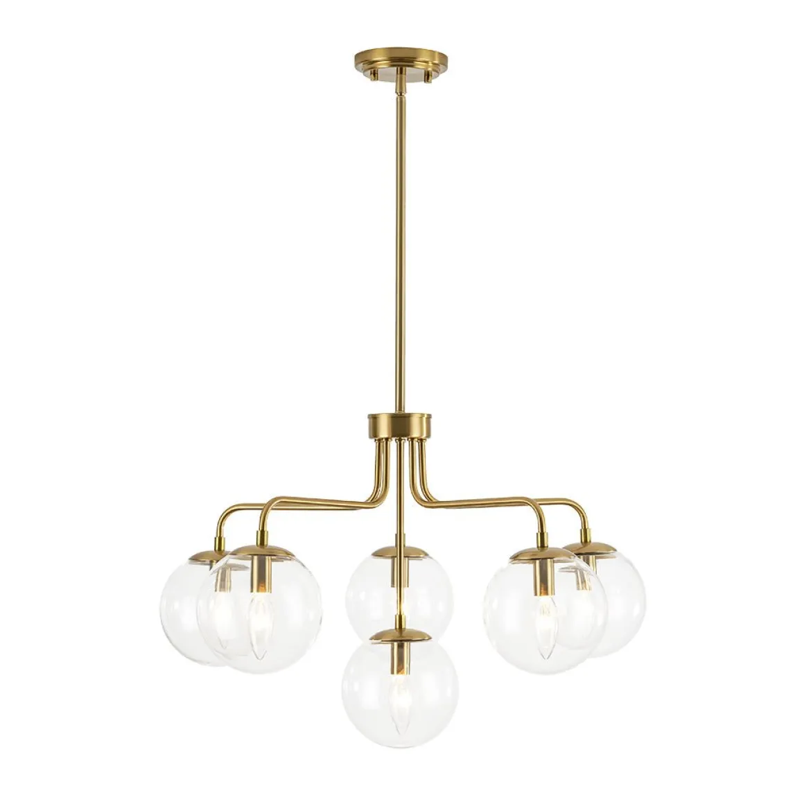 Mid-Century 6-Light Glass Bubble Sputnik Semi Flush Chandelier