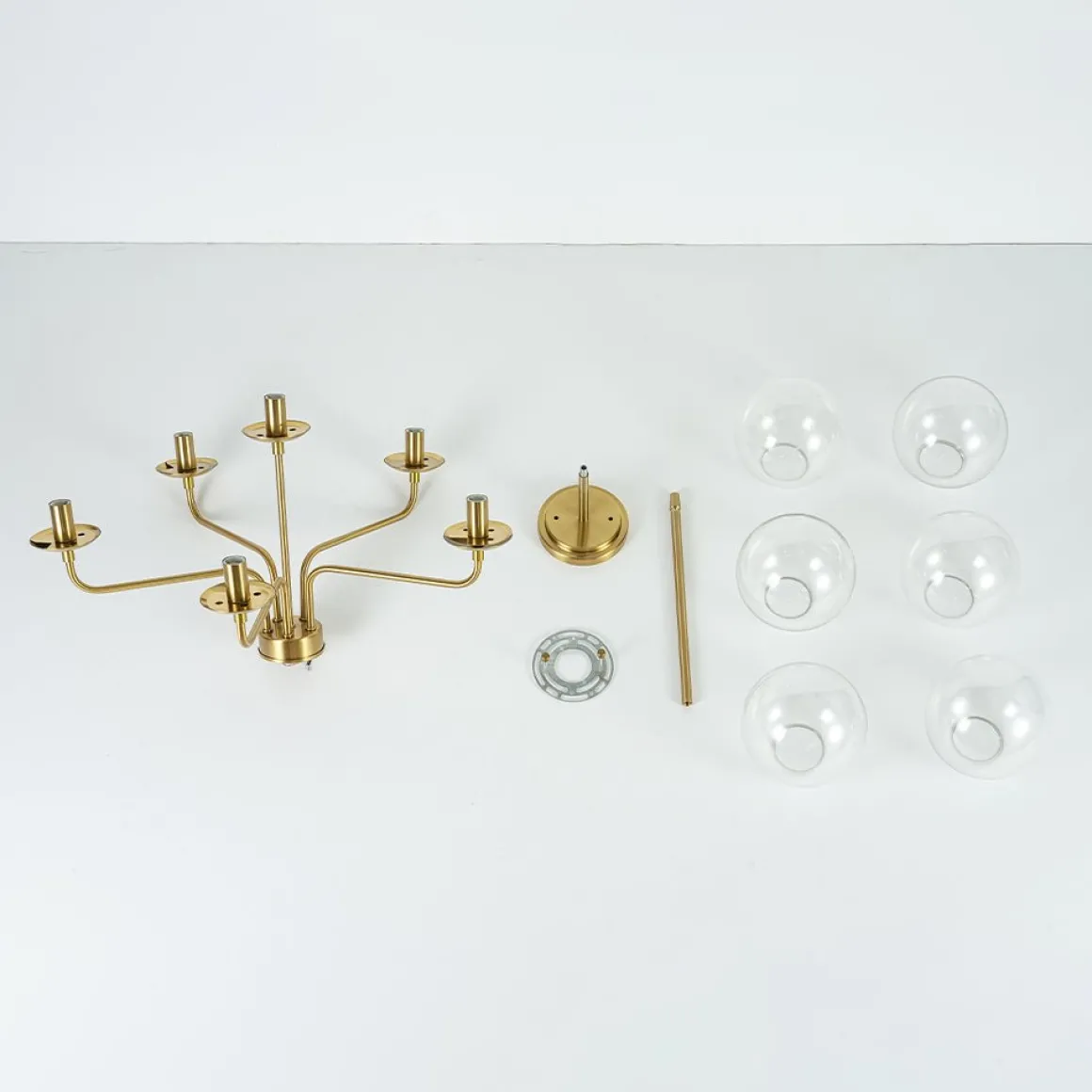 Mid-Century 6-Light Glass Bubble Sputnik Semi Flush Chandelier
