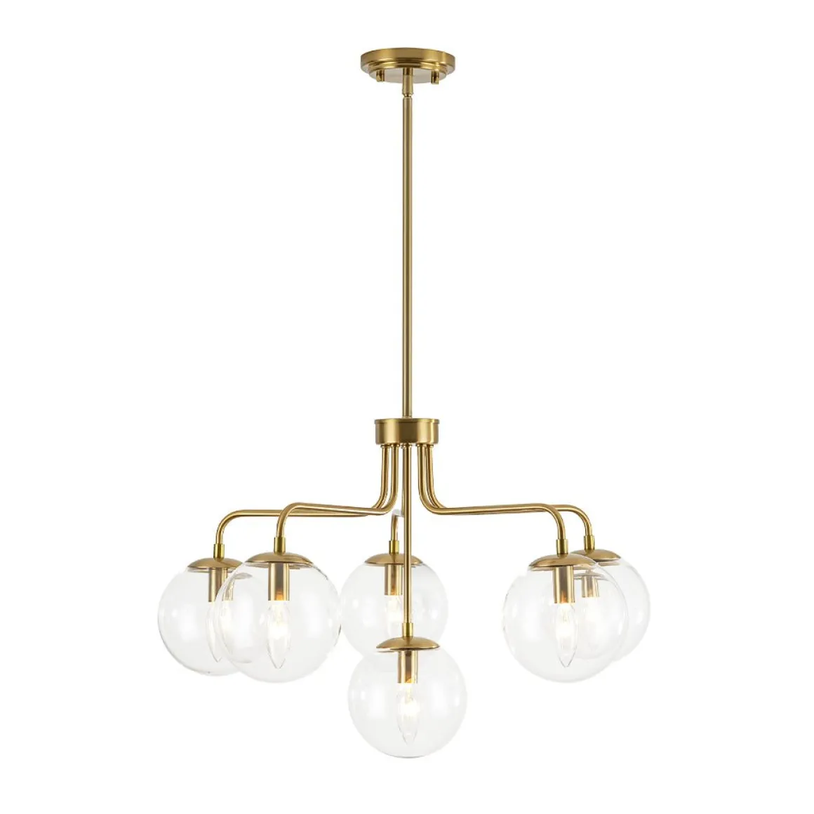 Mid-Century 6-Light Glass Bubble Sputnik Semi Flush Chandelier