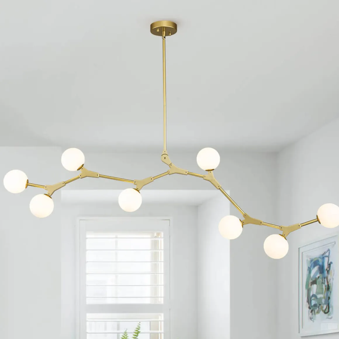 Mid-century Linear Island Branching Bubble Chandelier