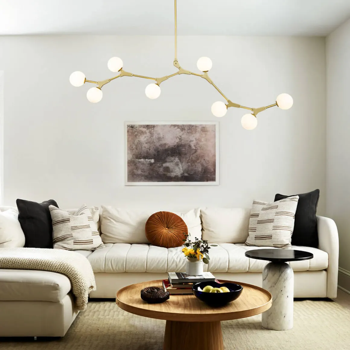 Mid-century Linear Island Branching Bubble Chandelier