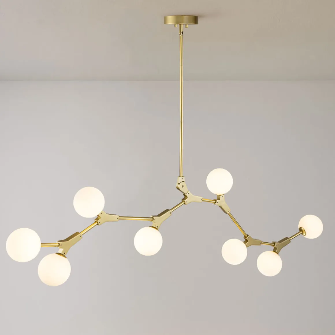 Mid-century Linear Island Branching Bubble Chandelier