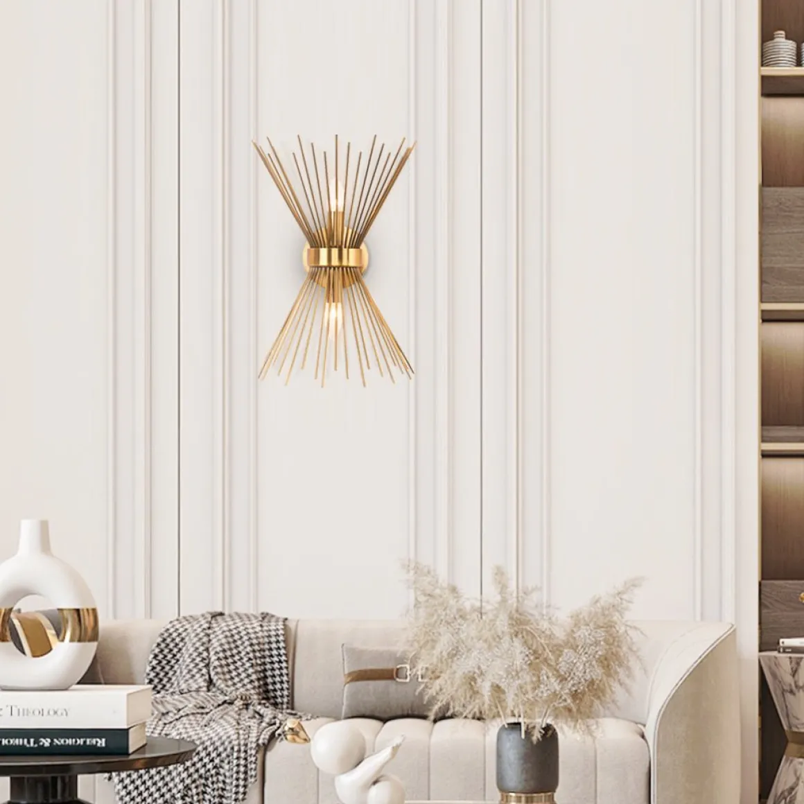 Mid-century Modern Starburst Brass Wall Sconce