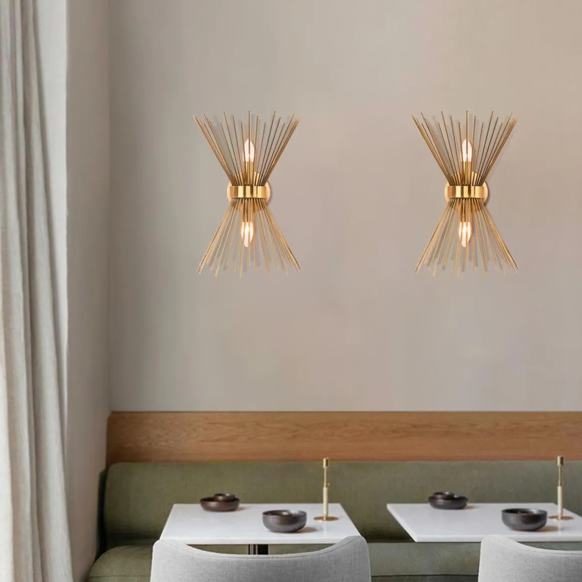 Mid-century Modern Starburst Brass Wall Sconce