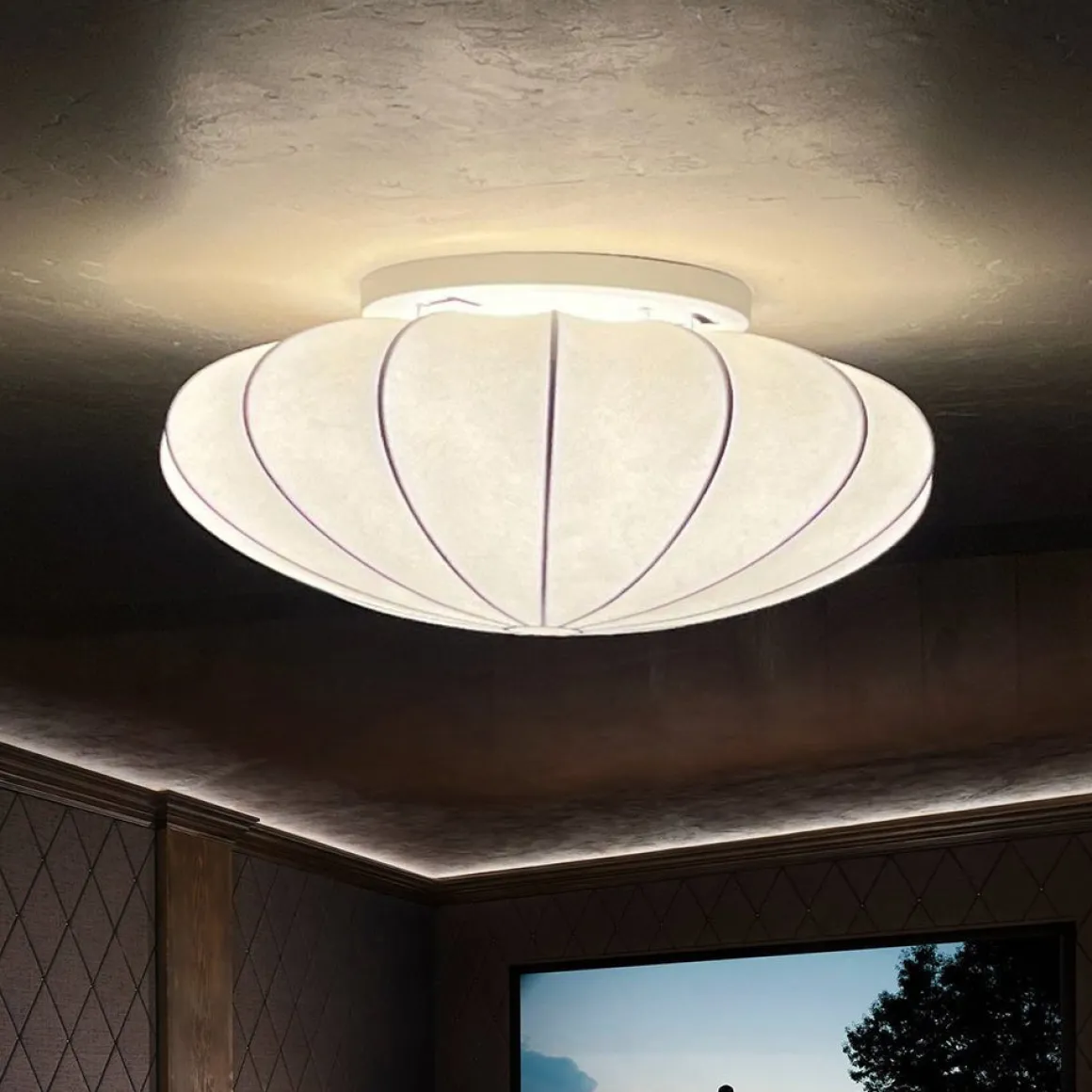 Mid-Century Modern White Flush Mount Light