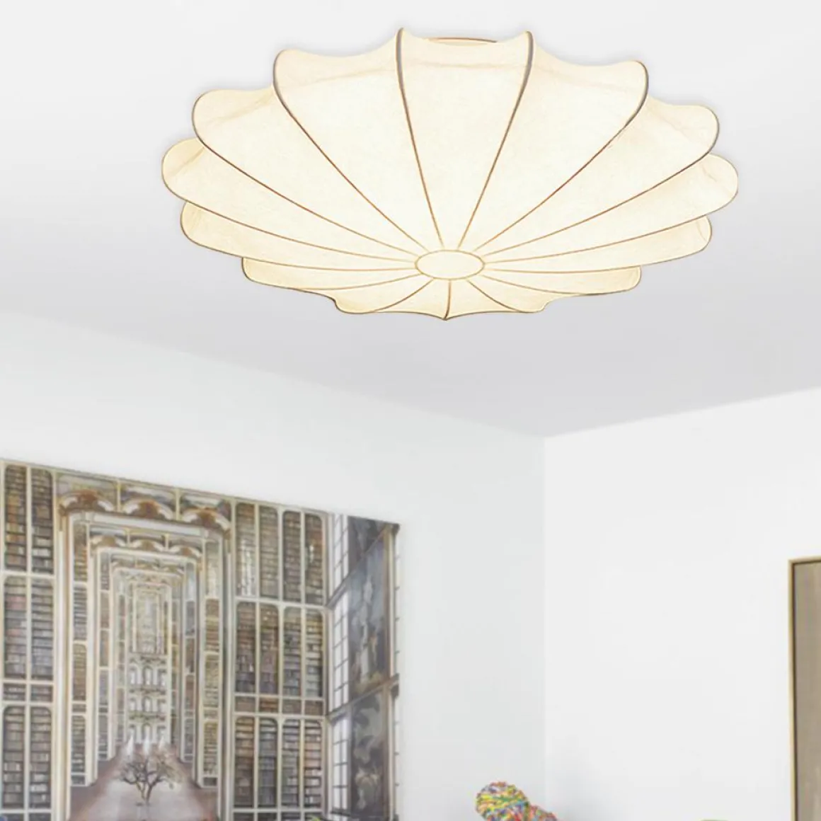 Mid-Century Modern White Flush Mount Light