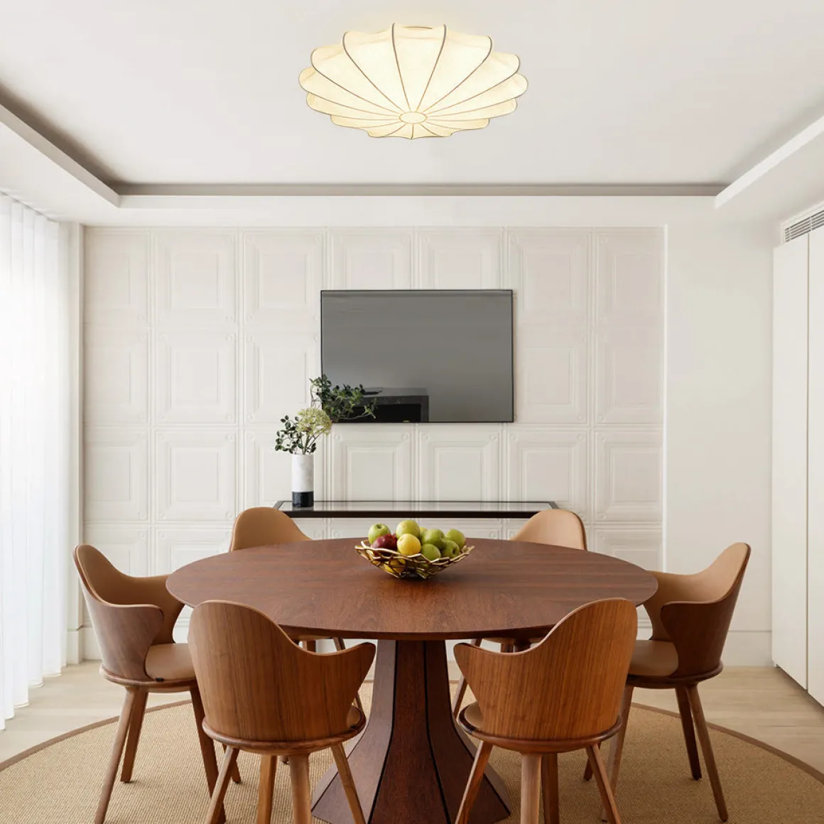 Mid-Century Modern White Flush Mount Light