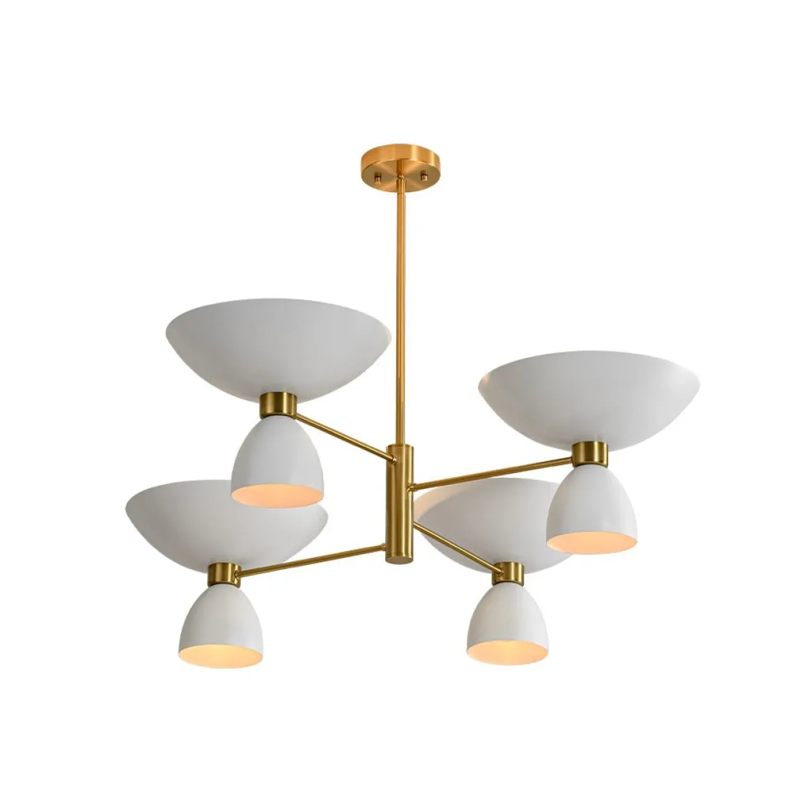 Mid-Century White Brass 8-Light UP and Down Chandelier