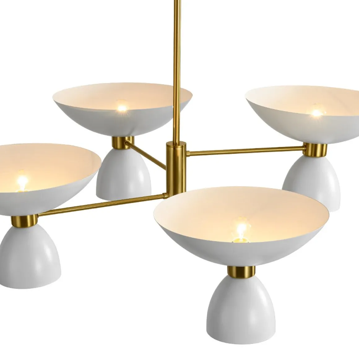 Mid-Century White Brass 8-Light UP and Down Chandelier