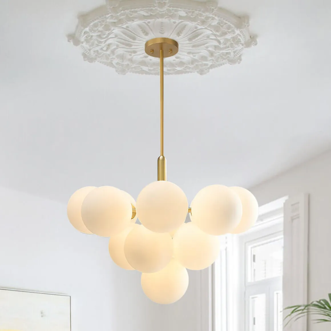 Milky Glass Cluster Bubble Chandelier
