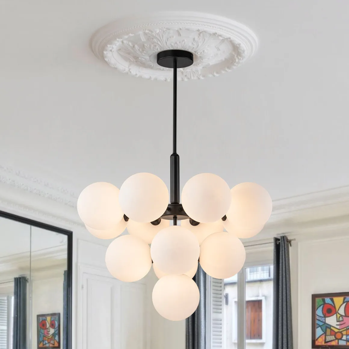 Milky Glass Cluster Bubble Chandelier