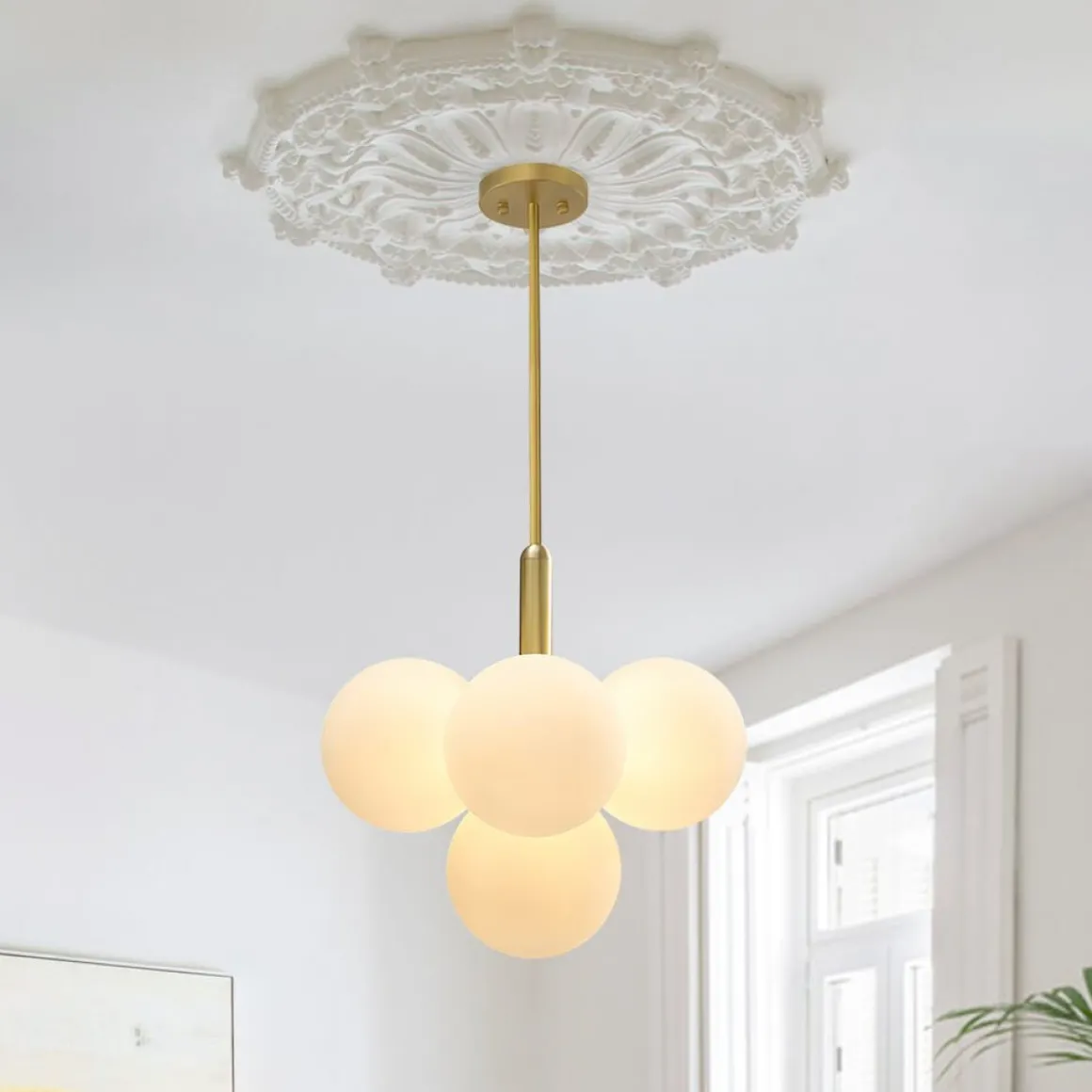 Milky Glass Cluster Bubble Chandelier