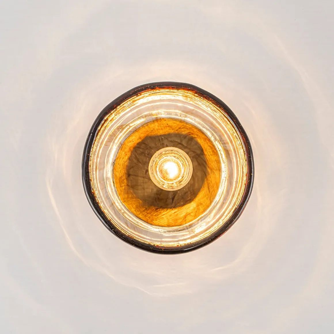 Mini 1-Light Amber Swirl Glass Shade Semi Flush Mount
