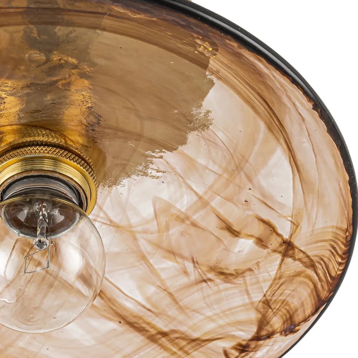 Mini 1-Light Amber Swirl Glass Shade Semi Flush Mount