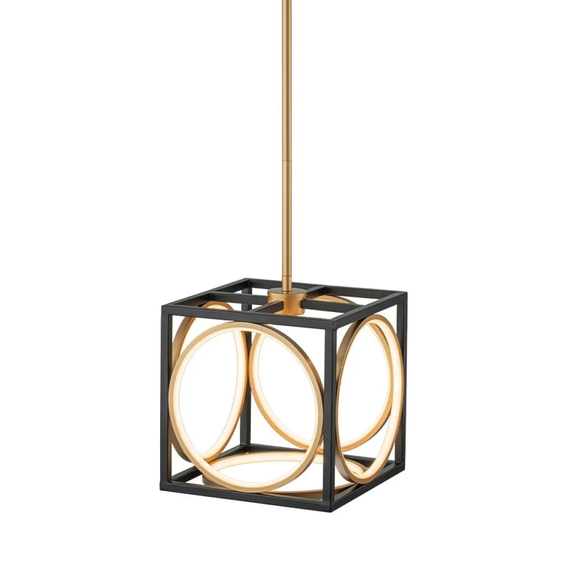 Minimalist Dimmable LED Black Gold Square Kitchen Pendant