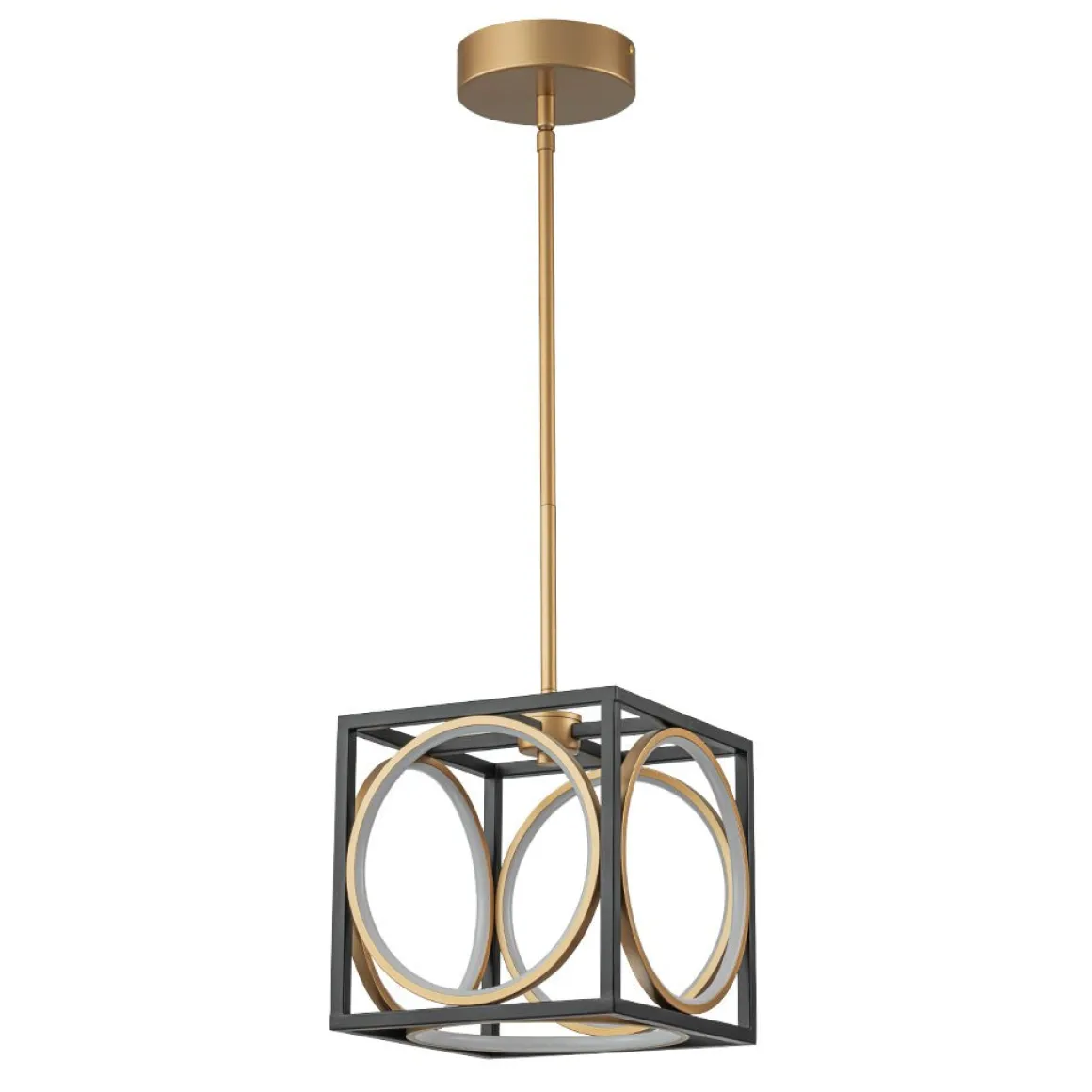 Minimalist Dimmable LED Black Gold Square Kitchen Pendant