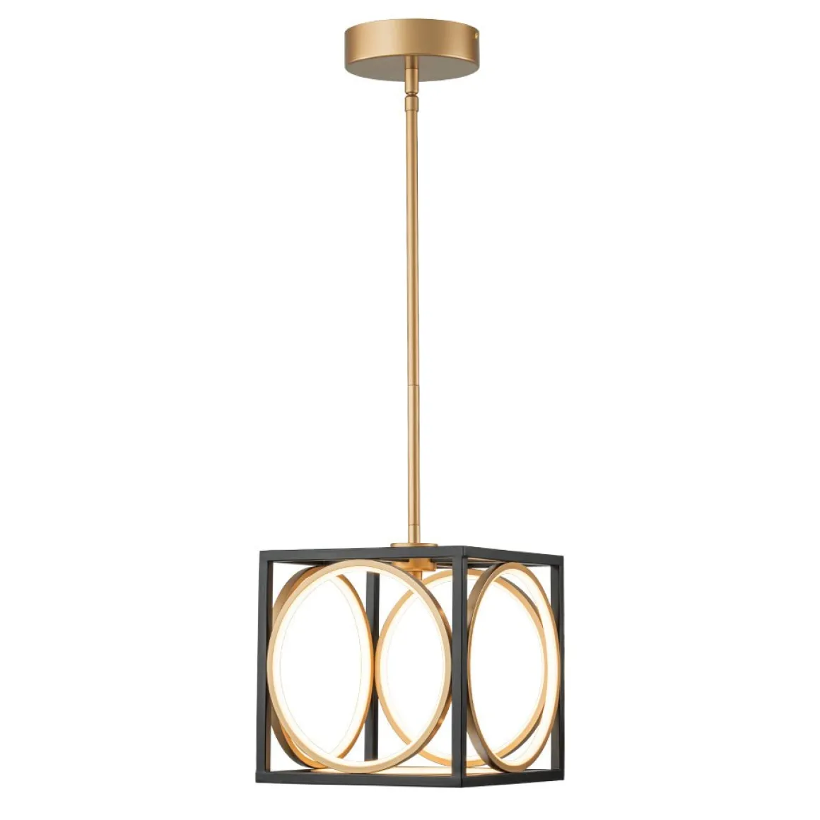 Minimalist Dimmable LED Black Gold Square Kitchen Pendant