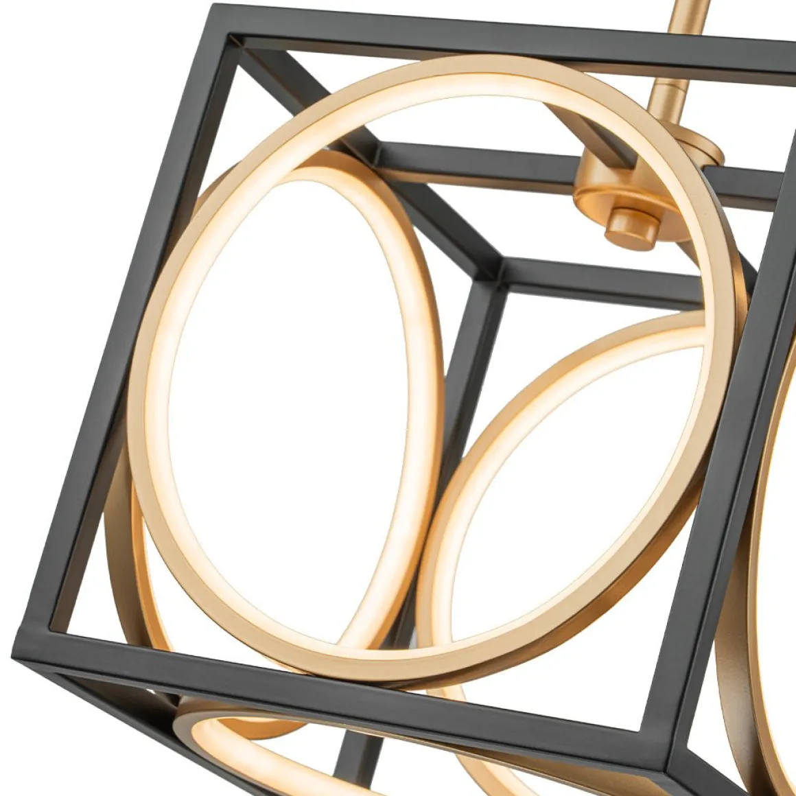 Minimalist Dimmable LED Black Gold Square Kitchen Pendant