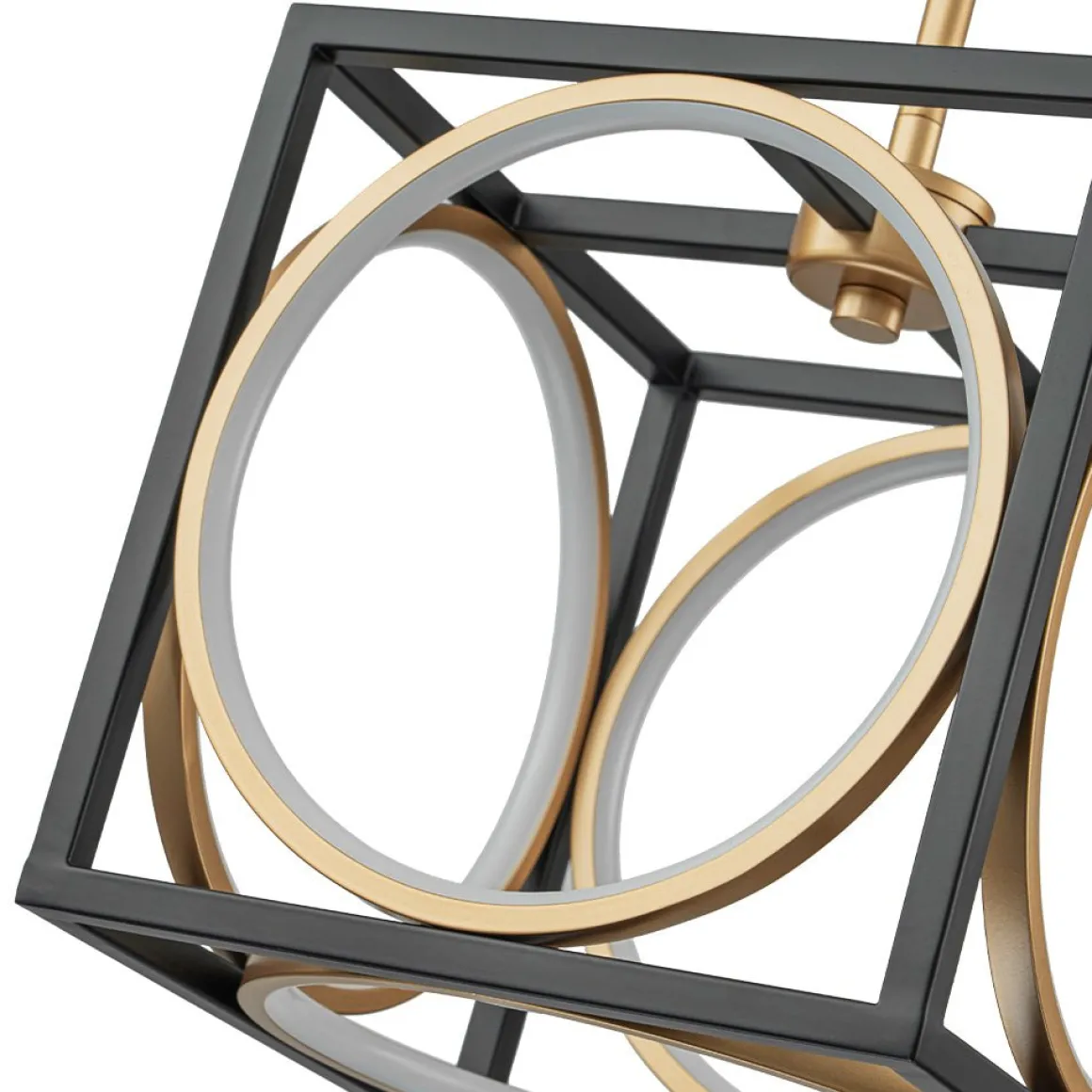 Minimalist Dimmable LED Black Gold Square Kitchen Pendant