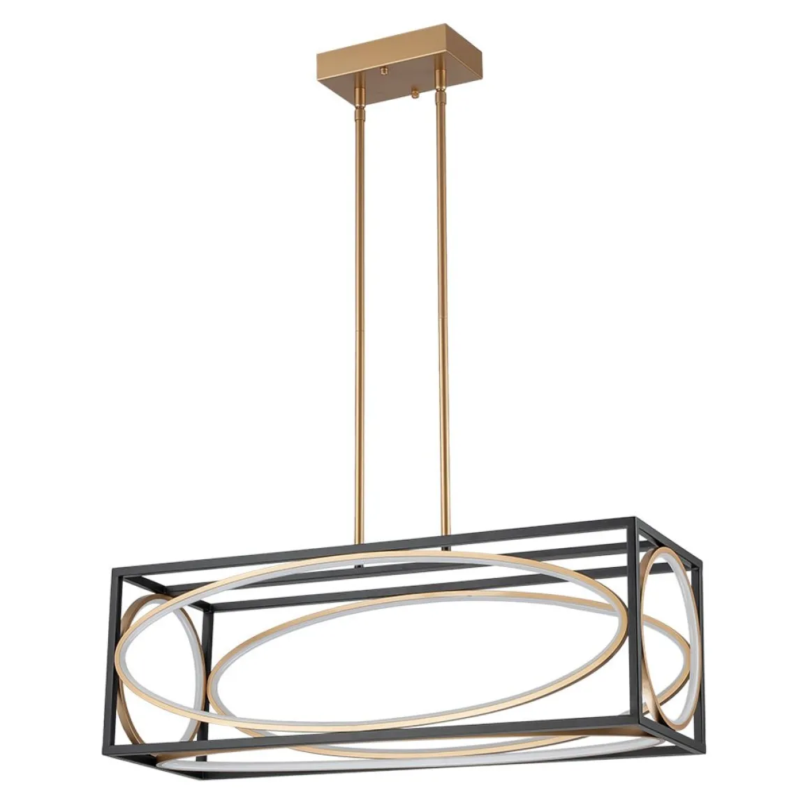 Minimalist Dimmable LED Black Gold Square Kitchen Pendant