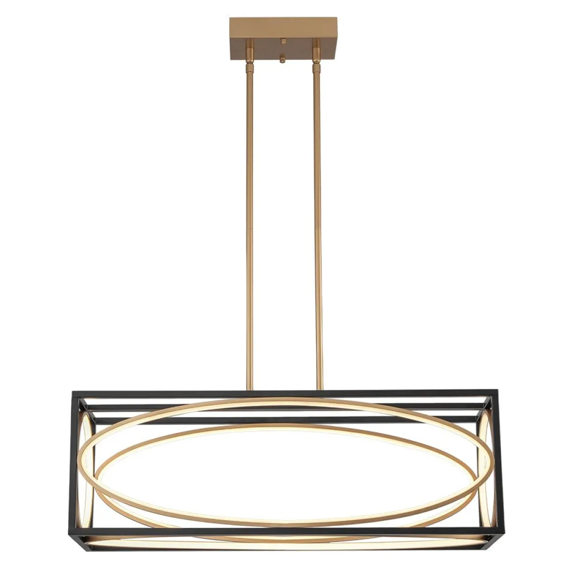 Minimalist Dimmable LED Black Gold Square Kitchen Pendant