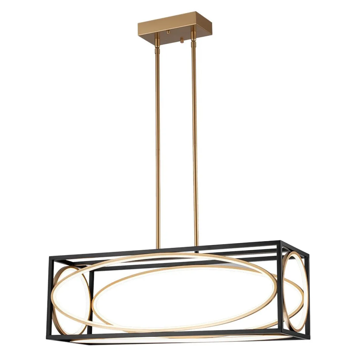 Minimalist Dimmable LED Black Gold Square Kitchen Pendant