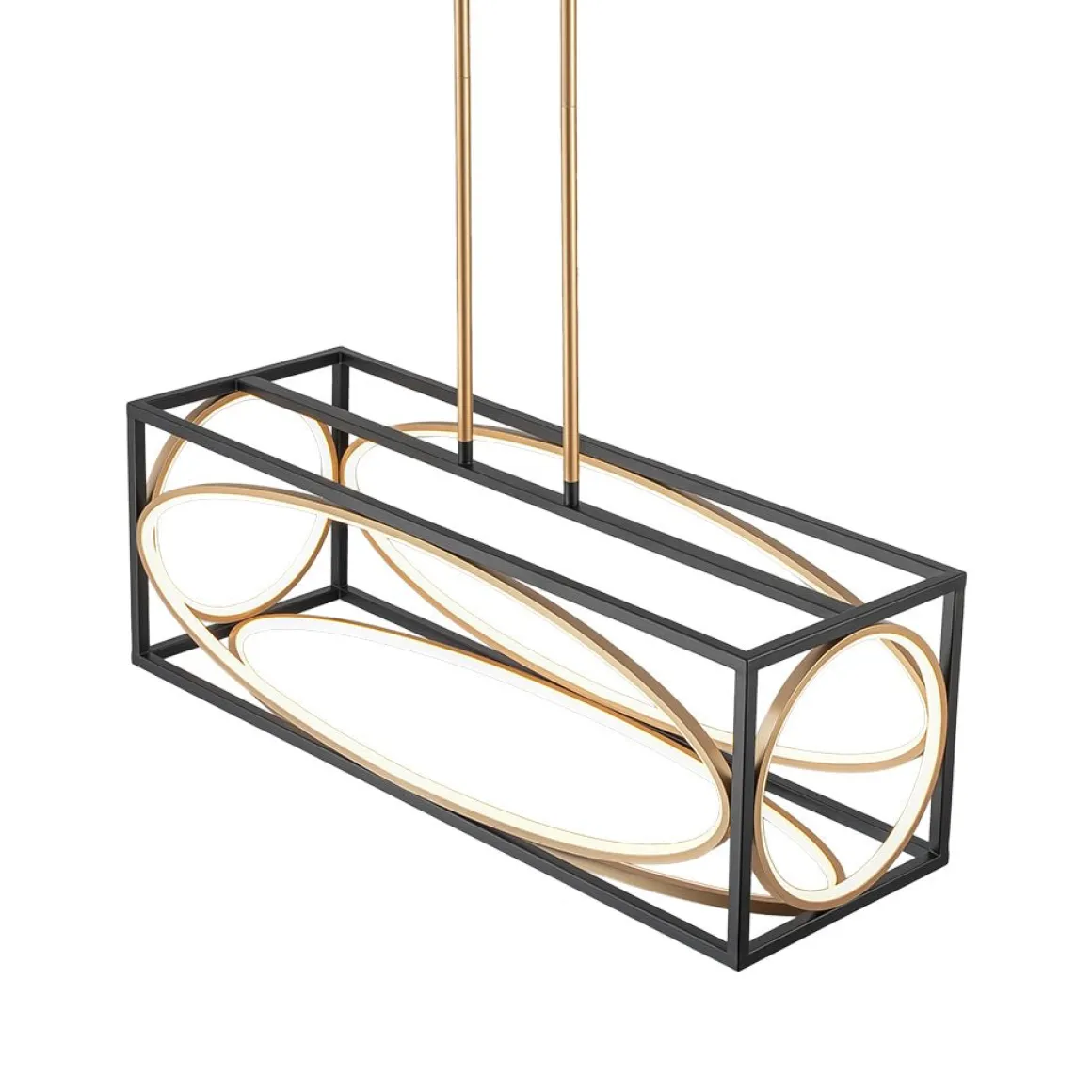 Minimalist Dimmable LED Black Gold Square Kitchen Pendant
