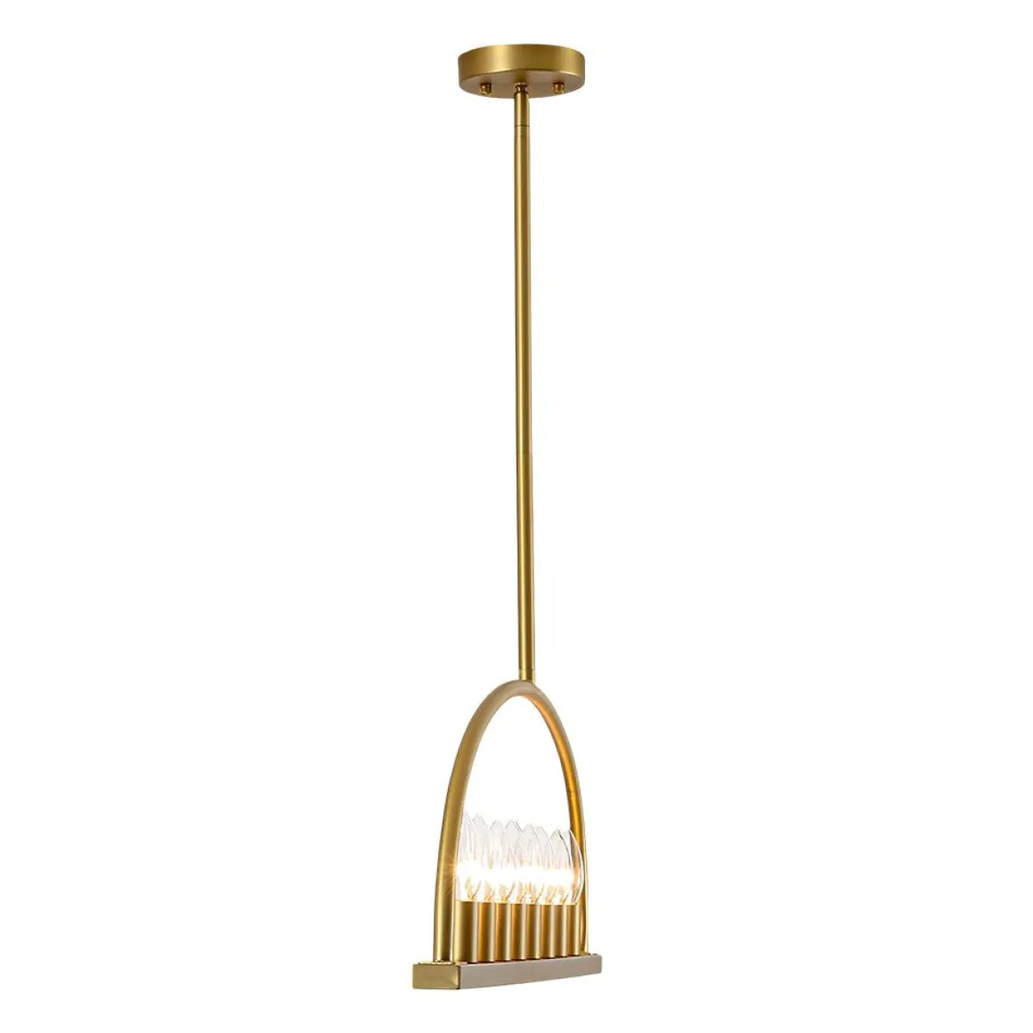 Minimalist 8-Light Brass Candle Style Linear Island Chandelier