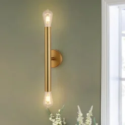 Minimalist 2-Light Linear Tube Vanity Wall Sconce