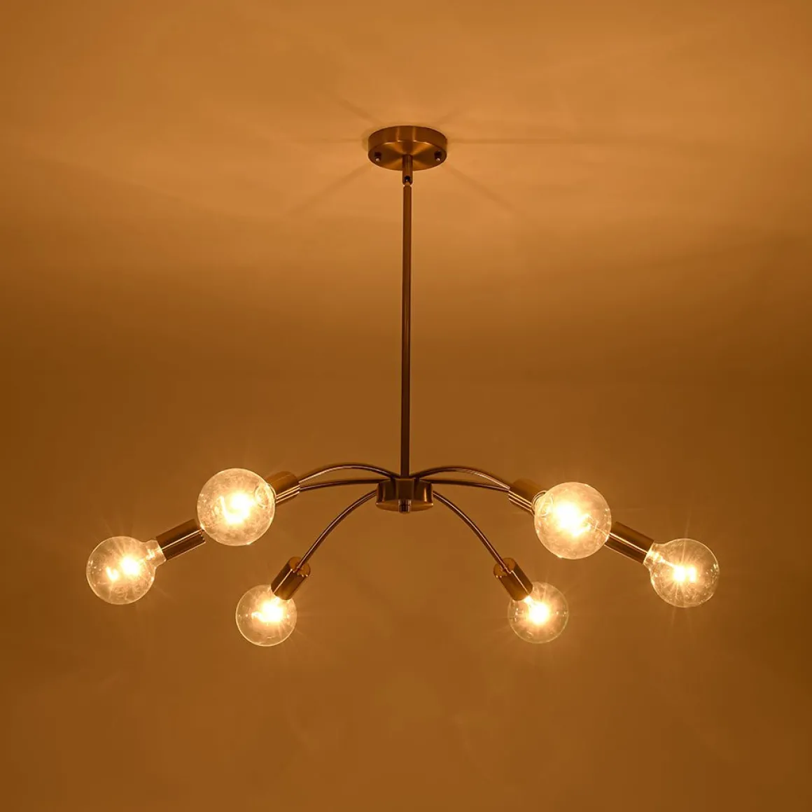 Minimalist 6-Light Metal Round Sputnik Swoop Chandelier