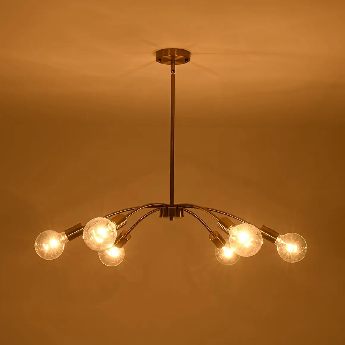 Minimalist 6-Light Metal Round Sputnik Swoop Chandelier