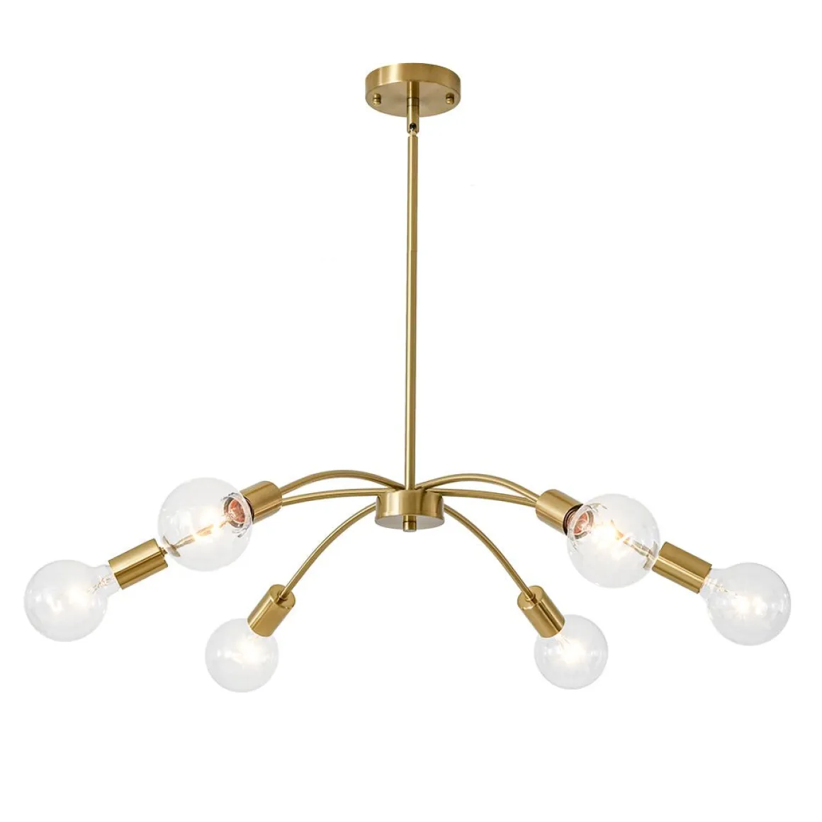 Minimalist 6-Light Metal Round Sputnik Swoop Chandelier